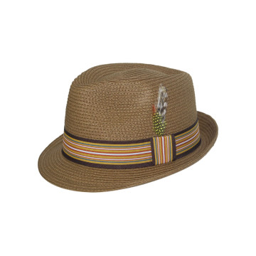 Nouveau chapeau de paille de cowboy Fedora de conception avec ceinture moyenne (FS0003)